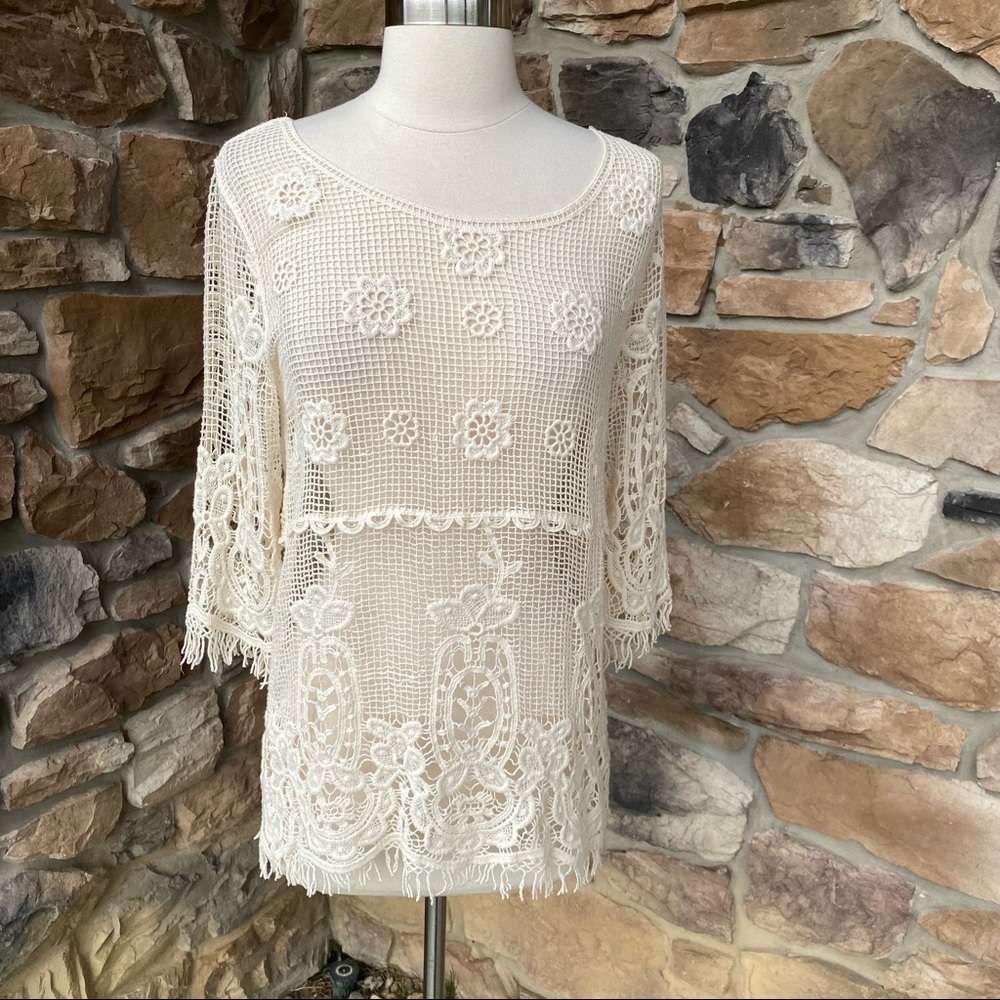 Phase One | Boho Crochet Overlay Top - Picture 3 of 14
